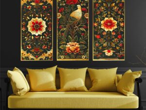 Set of Three large Wall Paintings for Wall Dacoration Golden Framed Wall Paintings for Living Room & Bedroom Wall Art for Home Decoration & Office Wall Décor (14x11 inch CH-LGD3-6)