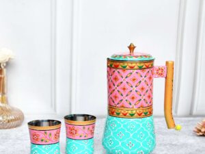 ALUMINIUM JUG WITH GLASS