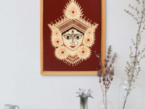 Bamboo Hand Crafted Framed Wall Hangings Of Durga Ji For Home Decor | Bamboo Framed Art For Wall Decor