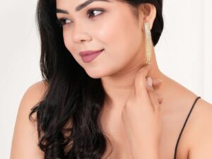 Women's Rose Gold Color Long Danglers Earrings for Women Party Wear