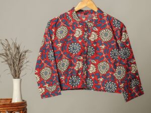 Handmade Block Print Cotton for Women ? Ethnic Floral Printed Top with Long Sleeves
