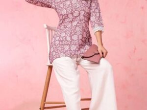 Women's Rayon Floral Printed Straight Short Kurti Set