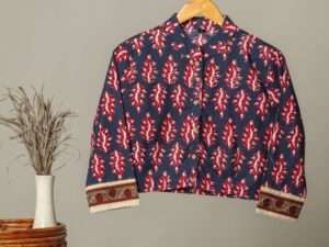 Handmade Block Print Cotton for Women ? Ethnic Floral Printed Top with Long Sleeves