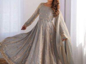 Women's Fandy Silk Coding with Sequnce work Long Anarkali Kurti Gown With Dupatta